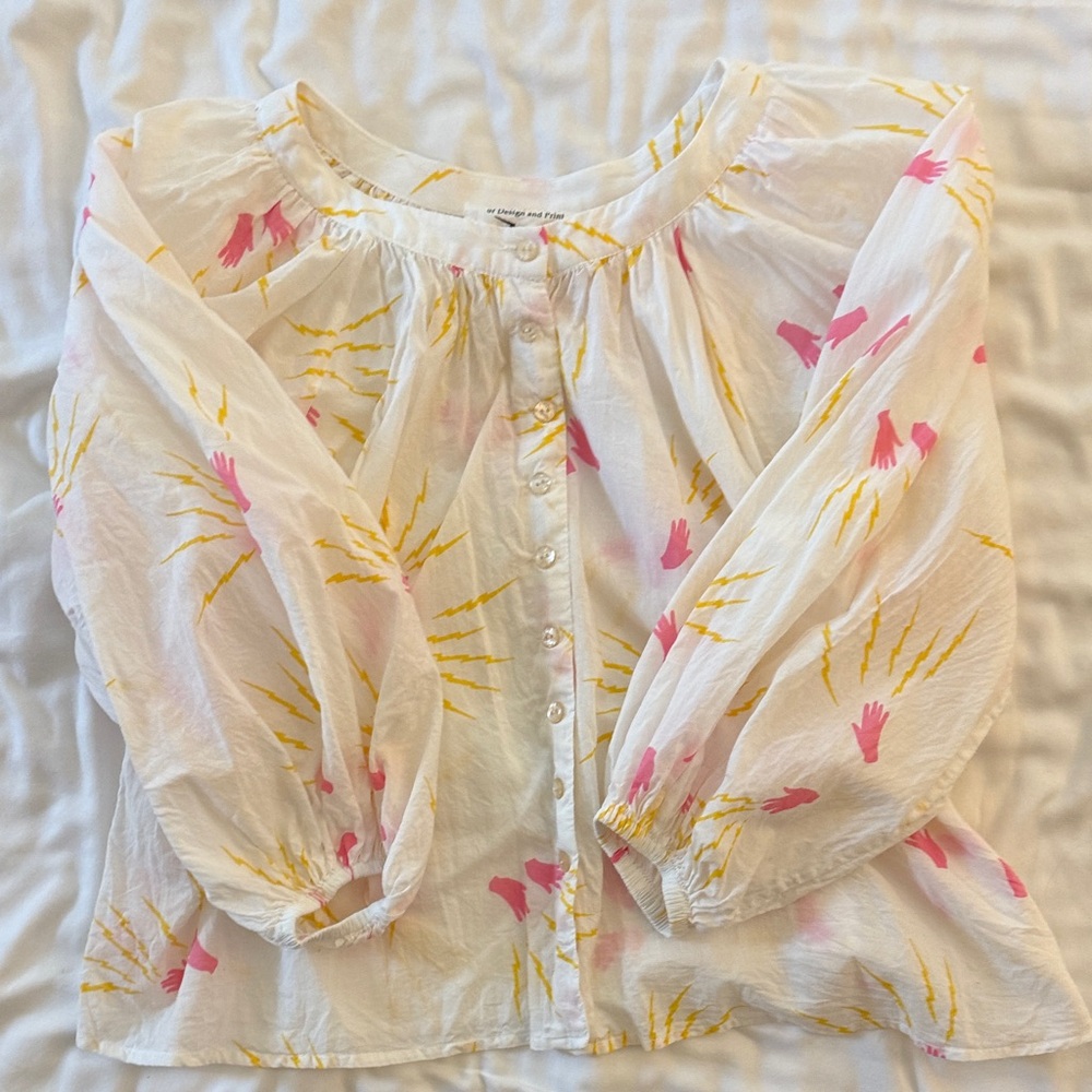 White Floral 3 piece set with Pink & Yellow Print - Picture 3 of 6
